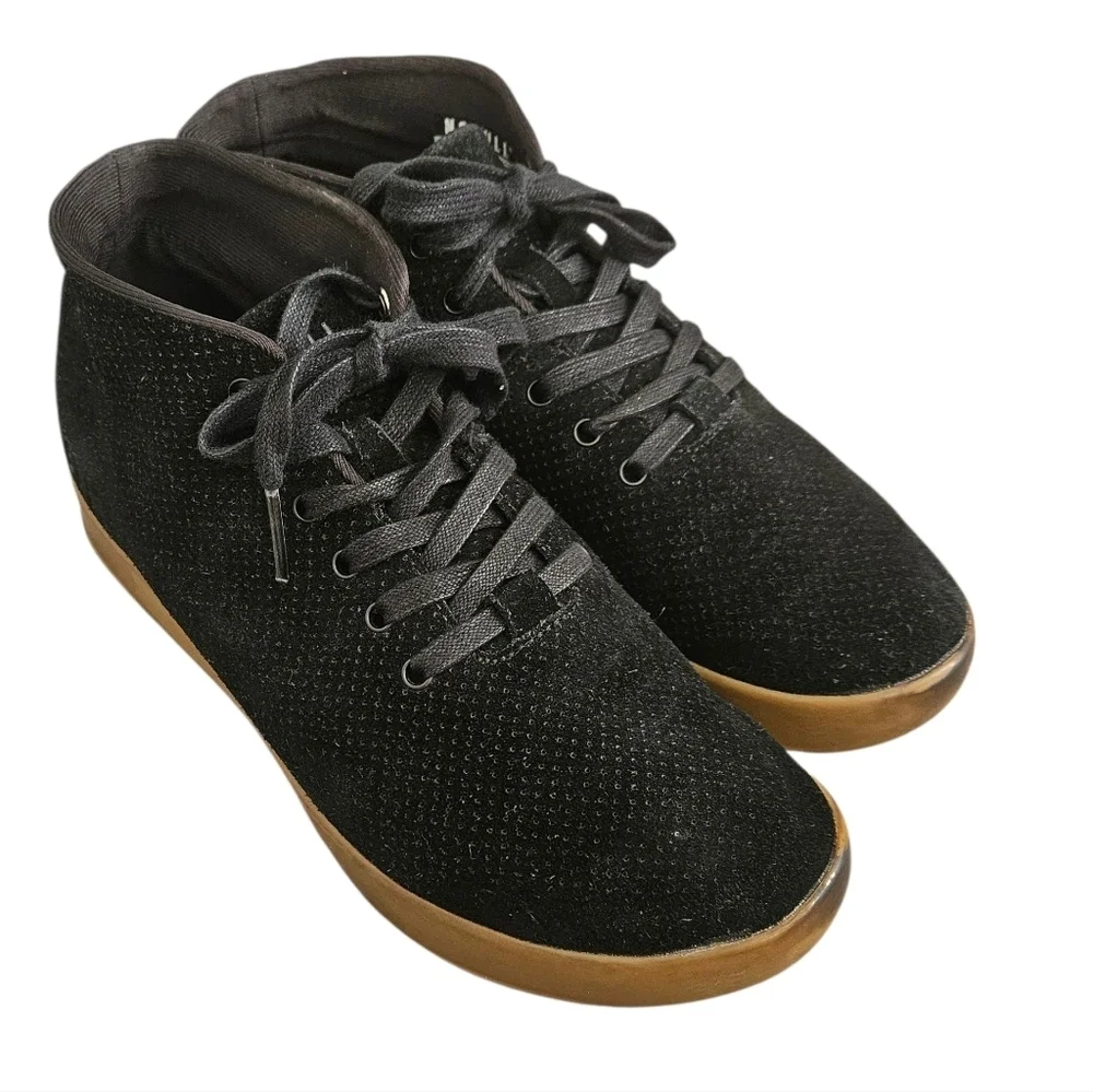 NoBull black dark gum suede mid trainer size 8.5 Women Perforated Laces